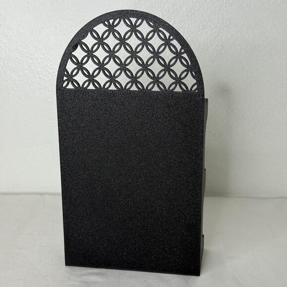 3 Tier Black Desktop Shelf Stand Small Display Organizer Holder Lattice Back - Picture 3 of 7